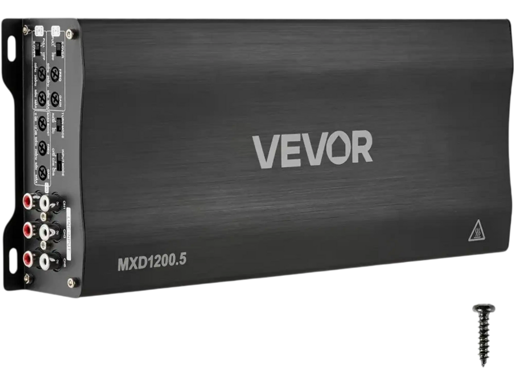 VEVOR Car Audio Amplifier, 5-Channel Bridgeable Car Amplifier, Multichannel Class D Stereo Amp, Max. 4 x 100W at 4 Ohms / 4 x 200W at 2 Ohms + 1 x 1000W at 2 Ohms / 1 x 500W at 4 Ohms, for Vehicles