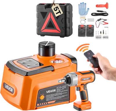 Vevor Electric Car Jack Cordless 5T Hydraulic Floor Jack with Air Wrench & 2 Batteries New