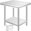 VEVOR Stainless Steel Prep Table, 900x600x800 mm, 700 lbs Load Capacity, Heavy Duty Metal Worktable with 3 Adjustable Height Levels, Commercial Workstation for Kitchen Garage Restaurant Backyard