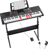 VEVOR 61 Key Digital Keyboard Piano, Lighted Keys, Electric Portable Piano with Adjustable Stand 600 Tones 500 Rhythms Built-In Speakers Sustain Pedal Headphones, USB MIDI for Beginners