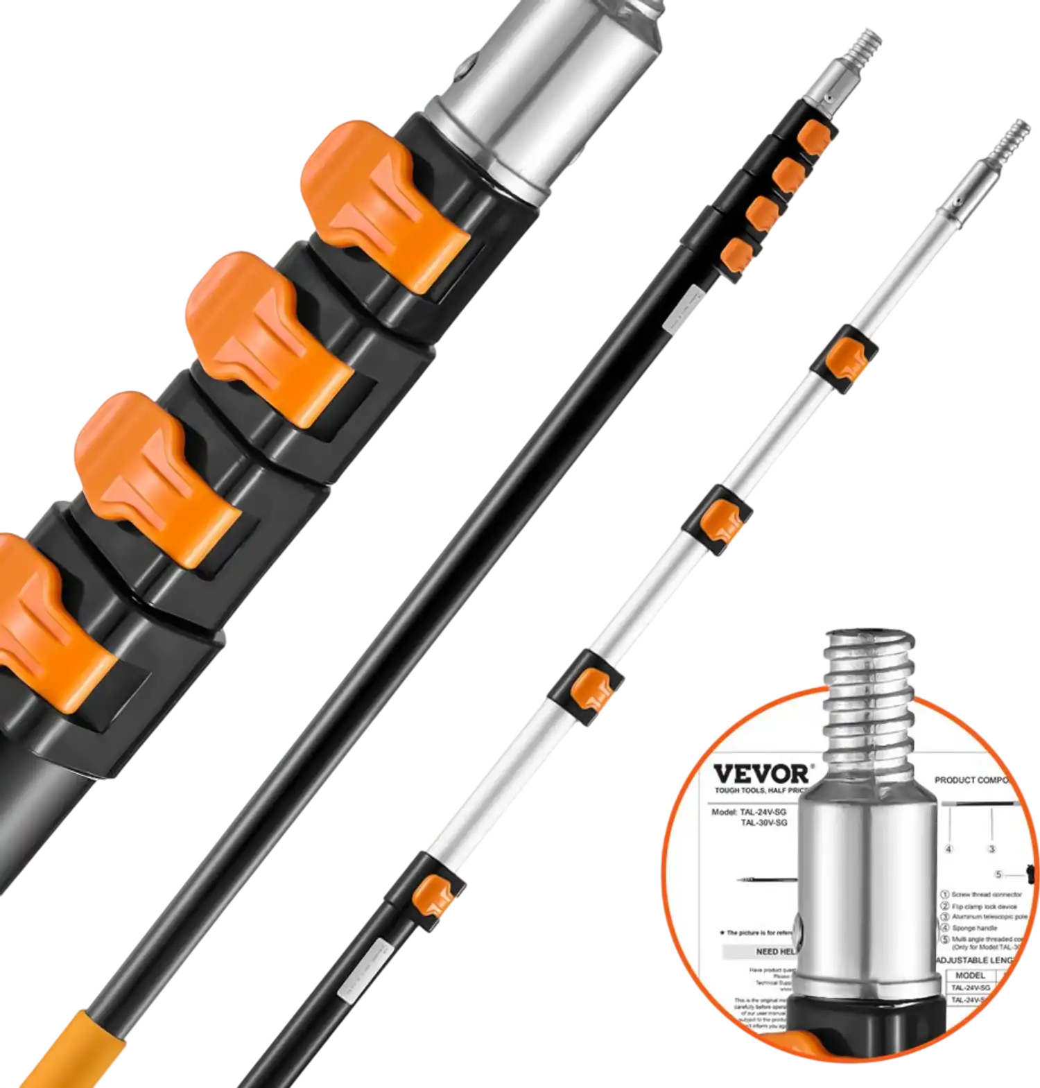 Vevor Extension Pole Telescoping Paint Pole 6-24' Multi-Purpose New