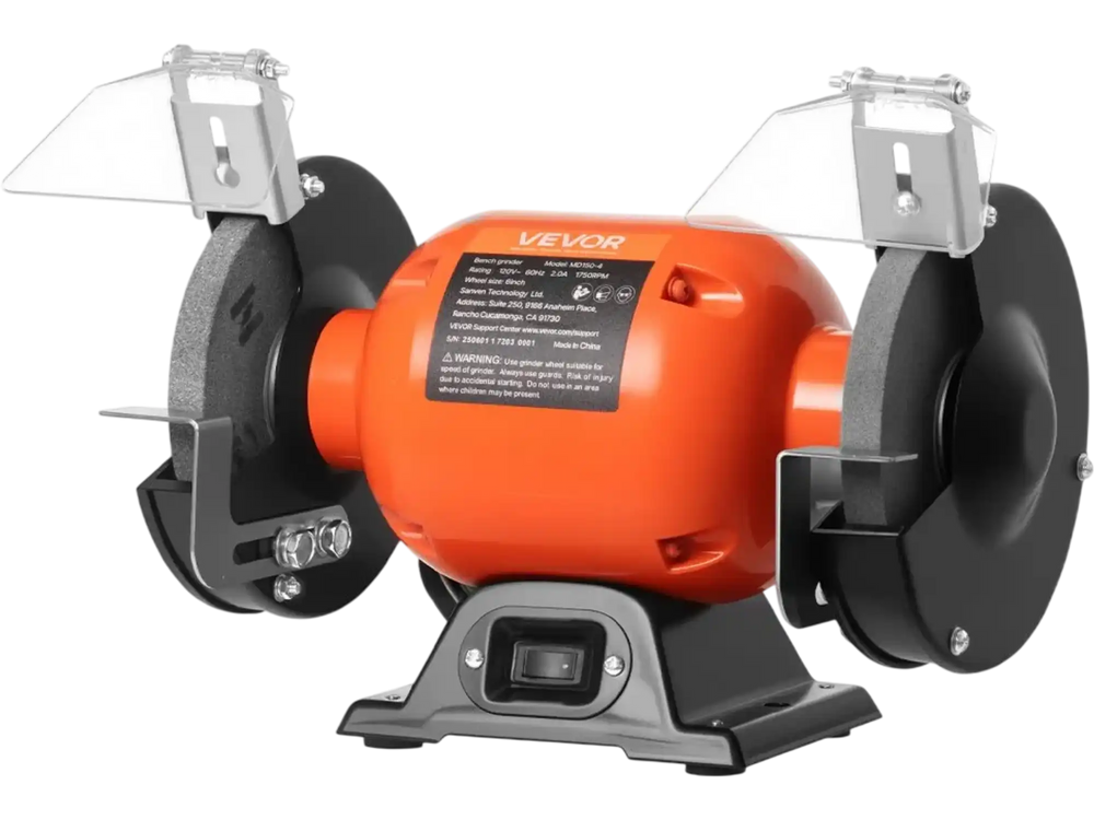 VEVOR Bench Grinder, 6-inch Single Speed Bench Grinder, 1750RPM Low-Speed Table Grinders with 250W 2A Induction Motor, 36/60-Grit Grinding Wheels & Adjustable Tool Rest for Precise Sharpening Grinding