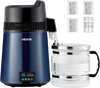 VEVOR Water Distiller, 6L 1.6 Gallon Larger Pure Water Purifier Filter For Home Table Countertop, 900W Glass Pot Distilled Maker, Stainless Steel Body Drinking Machine to Make Clean Waters, Blue-Black