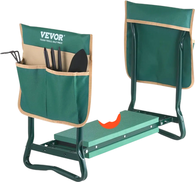 VEVOR Garden Kneeler and Seat, 6 in Wide Kneeling Pad, Heavy Duty Garden Kneeling Stool, Folding Garden Seat with 2 Tool Bags, Relieve Knee & Back Pain, Portable Garden Bench for Women Grandparents