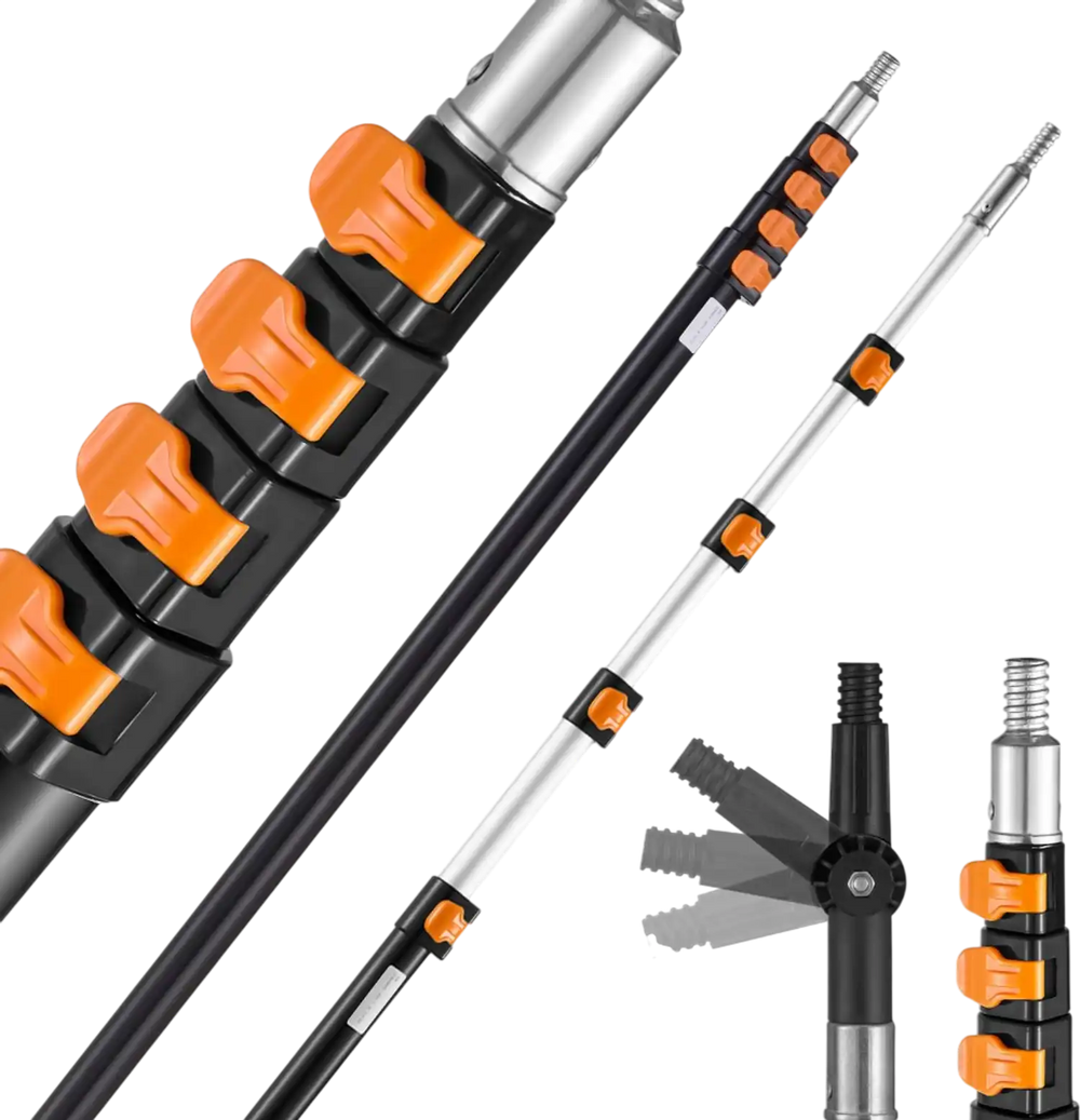 VEVOR Telescoping Pole, 7 to 30 FT Pole, Extension Multi-Purpose Pole, Sturdy Aluminum Alloy Paint Extendable Pole with Flip-Lock Design, Telescopic Pole for Painting, Dusting and Cleaning