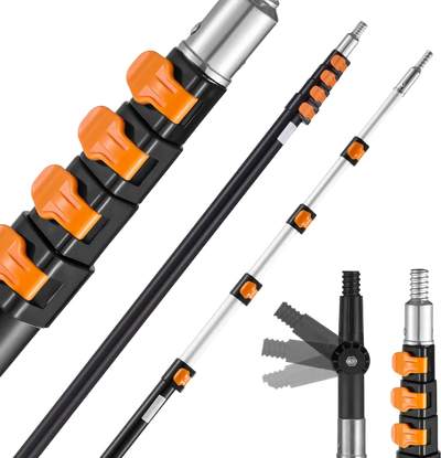VEVOR Telescoping Pole, 7 to 30 FT Pole, Extension Multi-Purpose Pole, Sturdy Aluminum Alloy Paint Extendable Pole with Flip-Lock Design, Telescopic Pole for Painting, Dusting and Cleaning