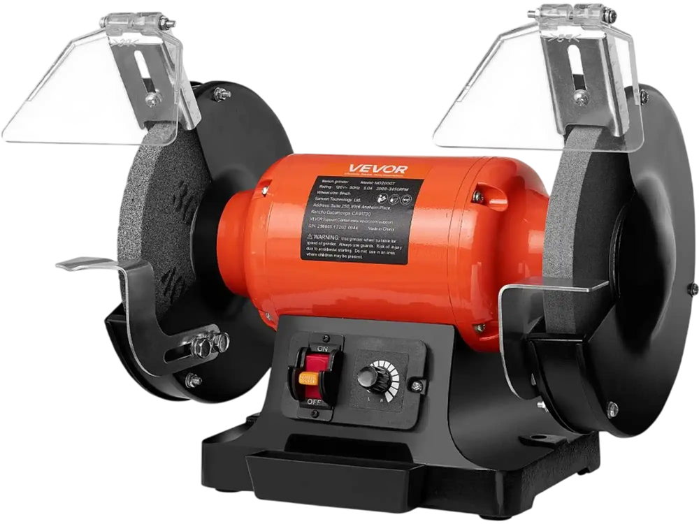VEVOR Bench Grinder, 8-inch Variable Speed Bench Grinder, 2000-3450RPM Table Grinders with 550W 5.0A Induction Motor, 36/60-Grit Grinding Wheel & Adjustable Eye Shield for Sharpening Grinding