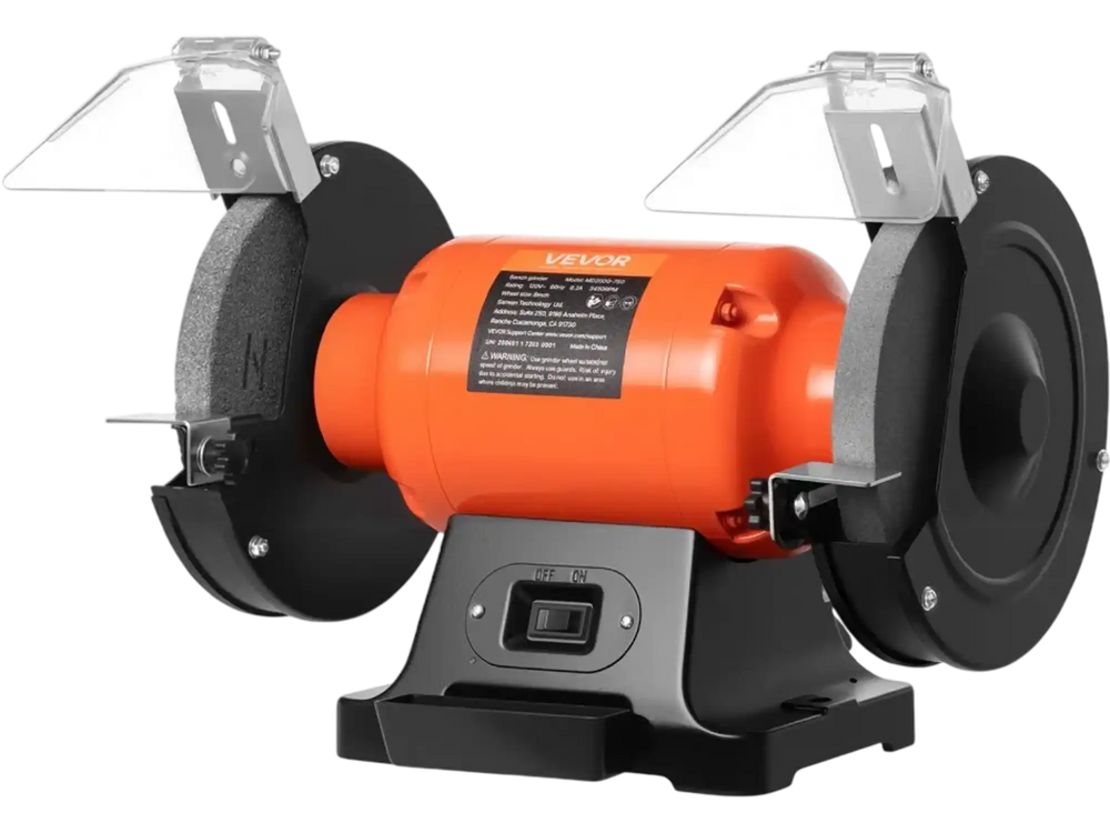 VEVOR Bench Grinder, 8-inch Single Speed Bench Grinder, 3450RPM High-Speed Table Grinders with 750W 6.2A Induction Motor, 36/60-Grit Grinding Wheel & Adjustable Eye Shield for Fast Sharpening Grinding
