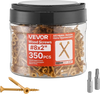 VEVOR Wood Screws 350 PCS, #8 x 2-Inch Anti-Rust Coated, Exterior Deck Screw Torx/T25 Star Drive, Metal Rust-Resistant Outdoor Decking Screws with 2 Screw Connectors, for Decking Fencing Framing