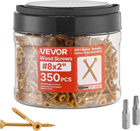 VEVOR Wood Screws 350 PCS, #8 x 2-Inch Anti-Rust Coated, Exterior Deck Screw Torx/T25 Star Drive, Metal Rust-Resistant Outdoor Decking Screws with 2 Screw Connectors, for Decking Fencing Framing
