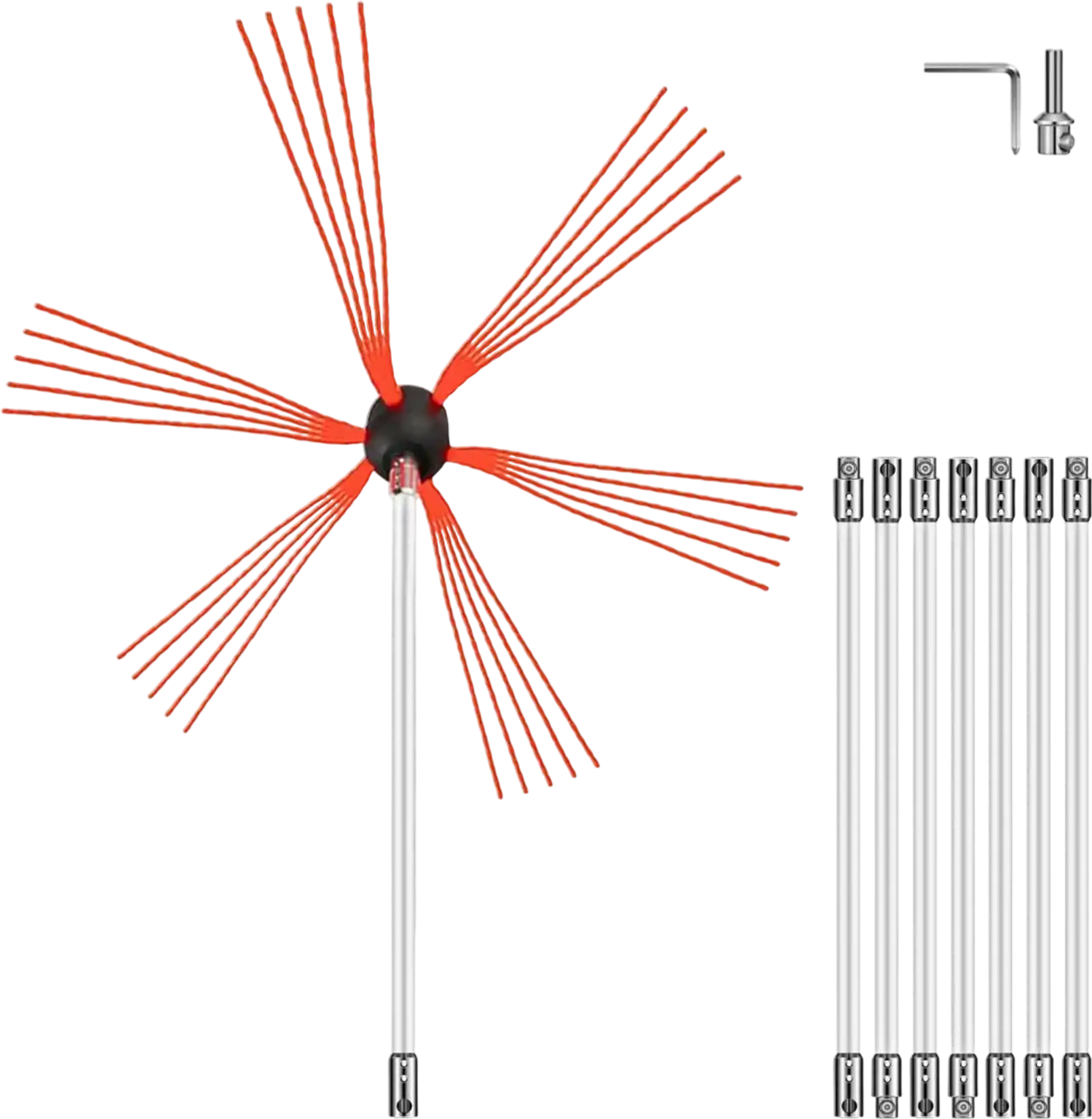 Vevor Chimney Sweep Kit 26' Rotary Chimney Brush Rod Set New