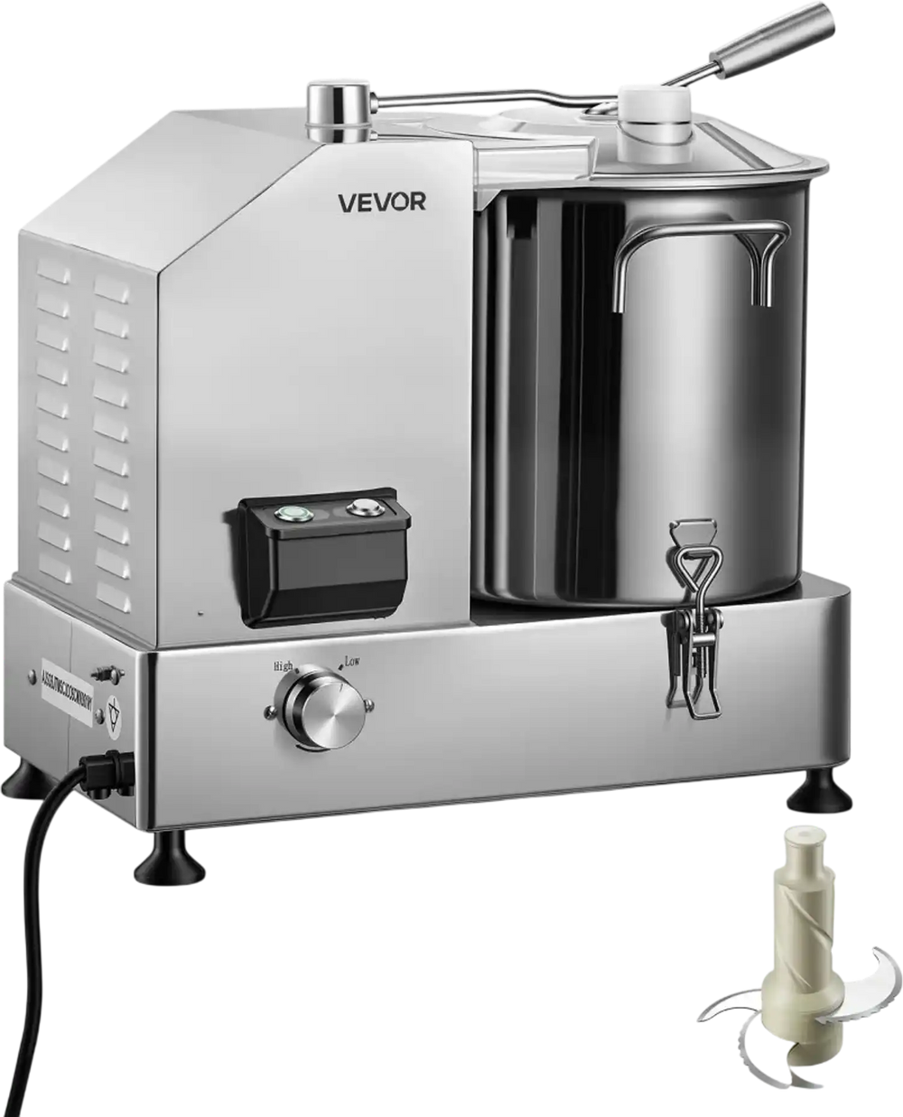 VEVOR Food Processor 12.7qt 12L Commercial Electric Vegetable Chopper 2000W, for Vegetables Fruit Grains Nuts, Food-Grade Stainless Steel Bowl, 110V Cutter with S-Shaped Blade, Variable Speed Dial