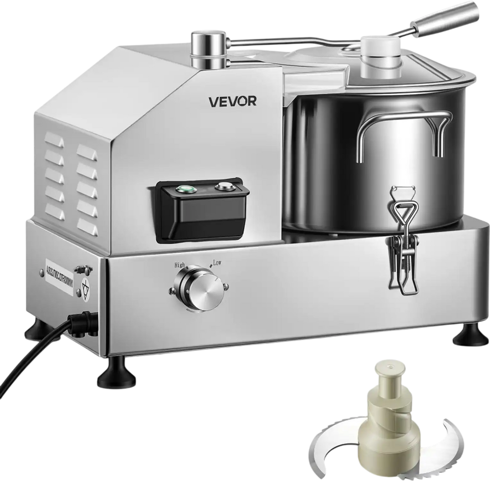 VEVOR Food Processor 6.3 qt 6 L Commercial Electric Vegetable Chopper 1800W, for Vegetables Fruit Grains Nuts, Food-Grade Stainless Steel Bowl, 110V Cutter with S-Shaped Blade, Variable Speed Dial