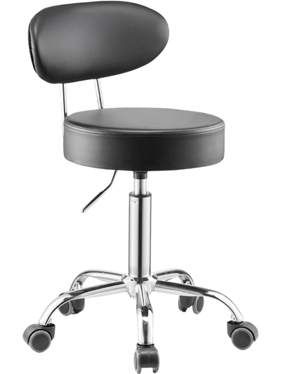 VEVOR Shop Stool with Backrest, Pneumatic Garage Seat/Work Stool with Wheels, 300 lbs Load, Adjustable Roller Creeper Seat, 360° Swivel Padded Workshop Stool, for Garage, Shop & Auto Repair, Black