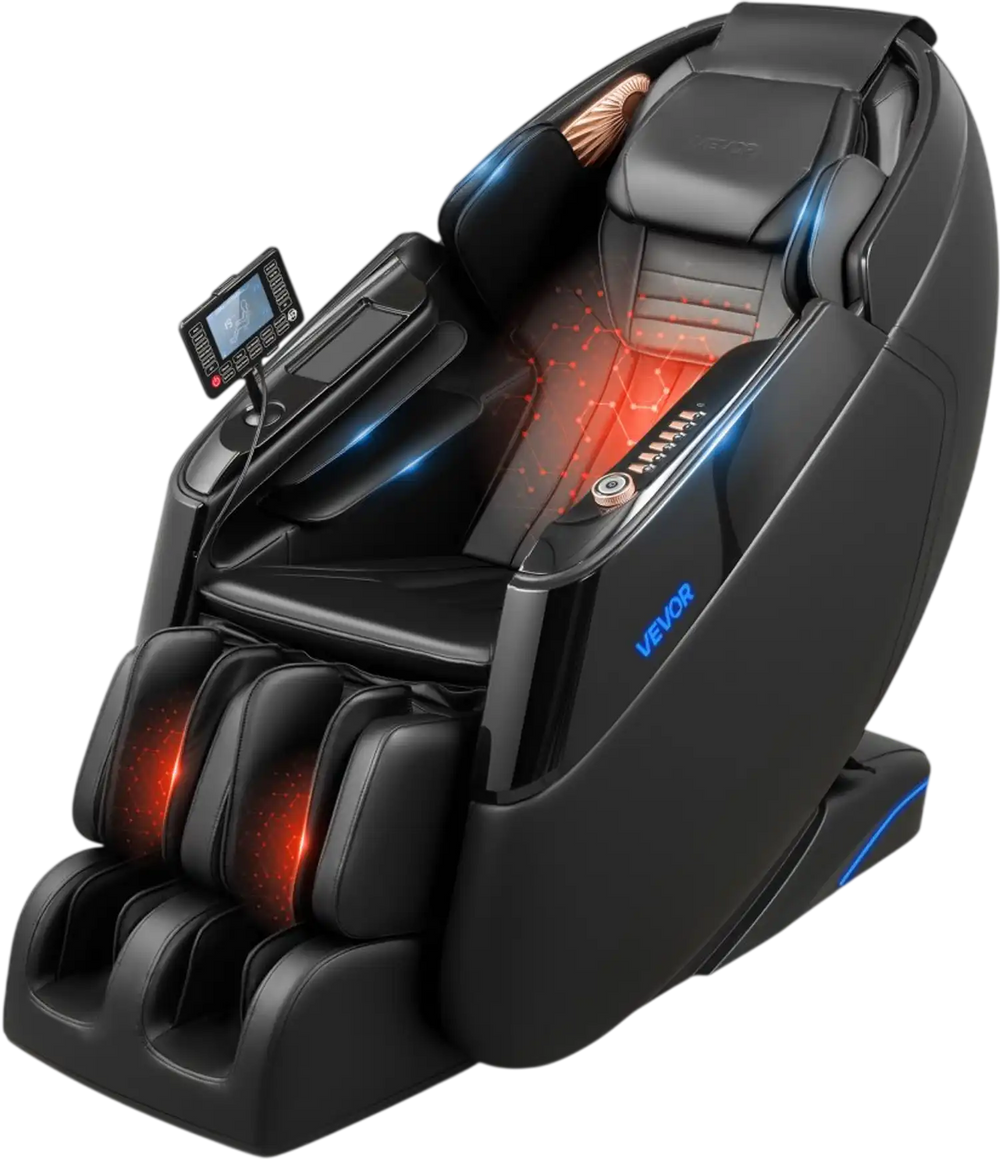 VEVOR Massage Chair, 4D Zero-Gravity Full Body Massage Chair with Extendable Footrest, Automatic Modes, Airbags, Waist & Leg Heating, Bluetooth Speaker, Touchscreen Control, for Home and Office Use
