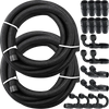 VEVOR 8AN Fuel Line Kit, 32.8' Nylon Stainless Steel Braided Oil Line Hose ID. 11.11 mm/ 0.44 in, with 20 pcs 8AN Universal Fitting Adapter Set with Aluminum Hose End, Black
