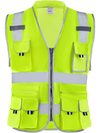VEVOR Safety Vest, 10 Pockets Yellow Safety Vest, High Visibility Zipper Front Safety Vest with Reflective Strips, Hi Vis Work Construction Vest with Pockets and Walkie-Talkie Clip, for Men & Woman