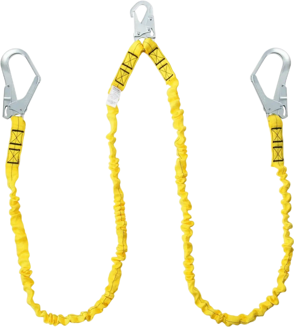 VEVOR 38mm Safety Lanyard, 6ft(1.83m) Fall Protection Lanyard with 2 Alloy Steel Snap Hooks, Retractable Safety Belt for Outdoor/Indoor Tree Climbing, 38KN Breaking Tension Lanyard, Yellow