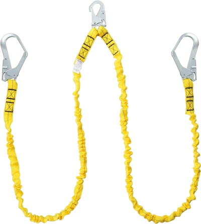 VEVOR 38mm Safety Lanyard, 6ft(1.83m) Fall Protection Lanyard with 2 Alloy Steel Snap Hooks, Retractable Safety Belt for Outdoor/Indoor Tree Climbing, 38KN Breaking Tension Lanyard, Yellow