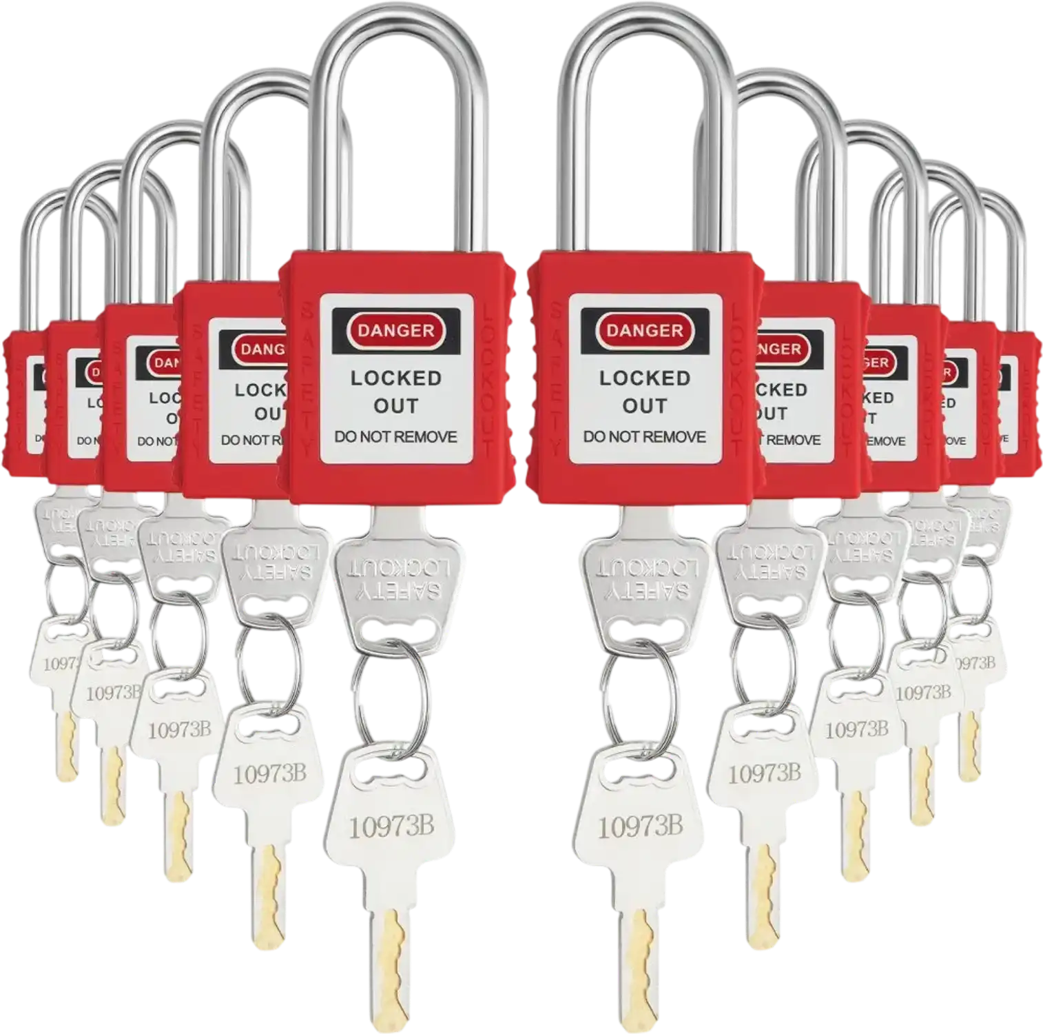 Vevor Safety Padlocks Lockout Tagout Locks Set 10-Piece Red OSHA Compliant New