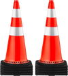 VEVOR Safety Cones, 8 x 30" Traffic Cones, PVC Orange Construction Cones, Reflective Collars Traffic Cones with Black Weighted Base Used for Traffic Control, Driveway Road Parking and School Improvem