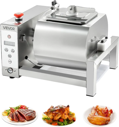 VEVOR Meat Tumbler Marinator, 10L Vacuum Tumbler Marinating Machine with Automatic Bidirectional Rotation, Stainless Steel Vacuum Curing Machine for Chicken Steak Pork, Home & Commercial Use