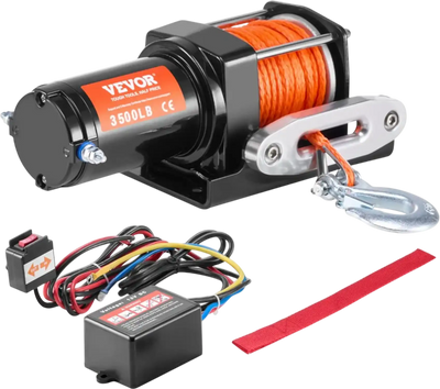 VEVOR Electric Winch, 3500 lb Line Pull Capacity, 12V DC ATV/UTV Winch with Φ3/16 in x 39 ft 12 Strands Synthetic Rope Aluminum Fairlead Wired Remote Control, IP55 Waterproof for Towing UTV ATV Boat