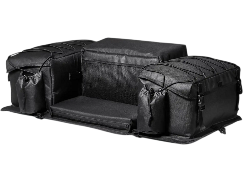 VEVOR ATV Rear Storage Bag, 50L ATV Rear Cargo Bag with Sponge Seat Cushion & Bottle Holder, 600D Oxford Cloth Rear Seat Gear Bag Fit Most ATVs with Rear Rack, Compatible with ATV, UTV, Can-Am Vehicle