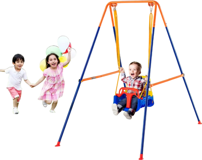 Vevor Swing Set 3-in-1 Toddler Backyard Foldable Metal Stand with 4 Sandbags New