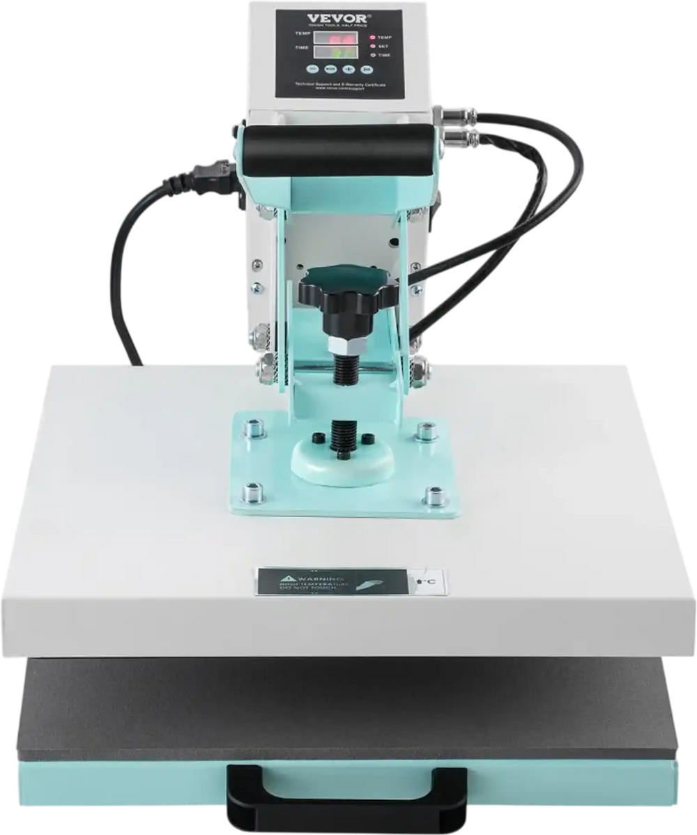 VEVOR Heat Press Machine 15" x 15" Digital Slide Out Heat Transfer Machine, for T-Shirts/Pillows/Bags, Fast and Even Heating, 2-Layer Insulation Cotton, Heat Transfer Machine, Precise Control, Green