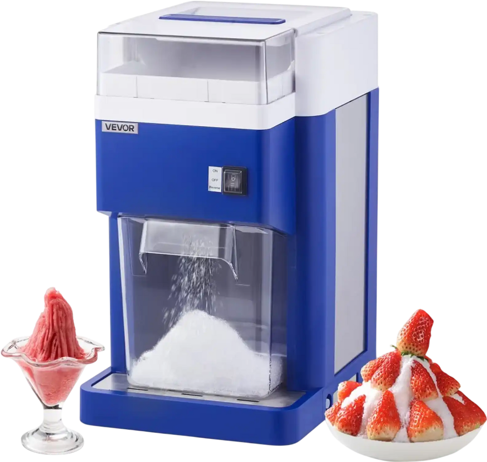 VEVOR Commercial Ice Shaver Machine, 1.91QT /1.8L Large Electric Snow Cone Machine, Fine & Fluffy with 300W Motor, Stainless Steel Blades, Shaved Ice Maker for Dessert Shop Home Party Restaurant, Blue