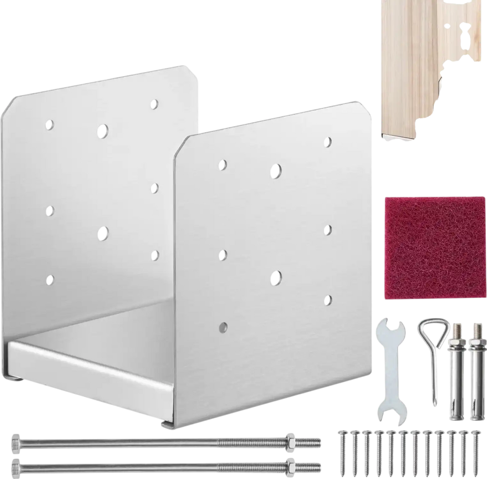 VEVOR 6"x 6" Post Base, 1Pcs Stainless Steel Adjustable Post Anchor Bracket(Internal 5.9 x 5.5"), Adjustable Post Base for Pavilion Deck Porch Handrail Railing Support Decorative Anchor Plate