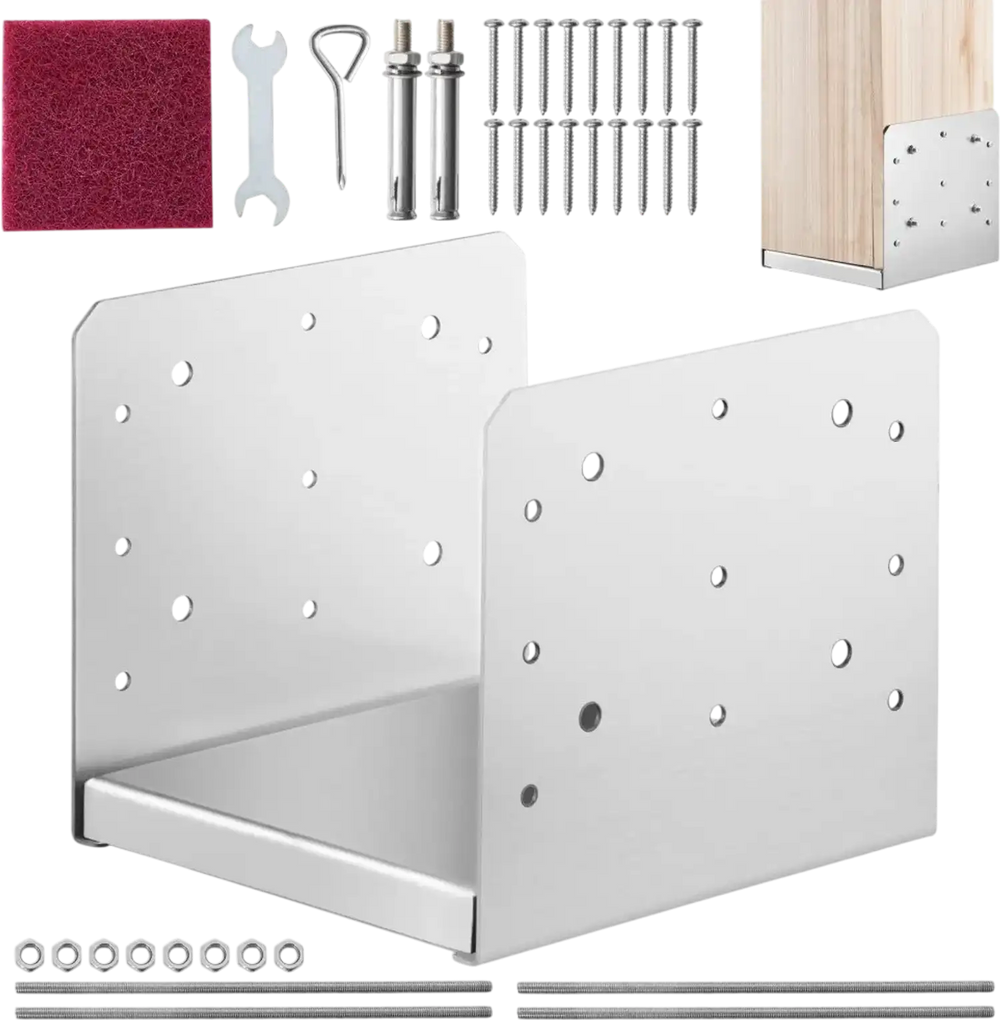 VEVOR 8"x 8" Post Base, 1Pcs Stainless Steel Adjustable Post Anchor Bracket(Internal 7.8 x 7.3"), Adjustable Post Base for Pavilion Deck Porch Handrail Railing Support Decorative Anchor Plate