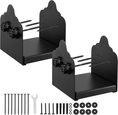 VEVOR 6x6 Post Base 2 Pcs, Inner Size 5.9x5.55 inch / 150x141 mm Post Brackets, Heavy Duty Carbon Steel Decking Posts, Wood Posts Brackets for Pavilion Deck Railing Support Deck Base Plate, Black
