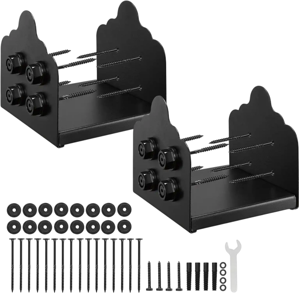 VEVOR 8x8 Post Base 2 Pcs, Inner Size 7.9x7.5 inch / 200x190 mm Post Brackets, Heavy Duty Carbon Steel Decking Posts, Wood Posts Brackets for Pavilion Deck Railing Support Deck Base Plate, Black