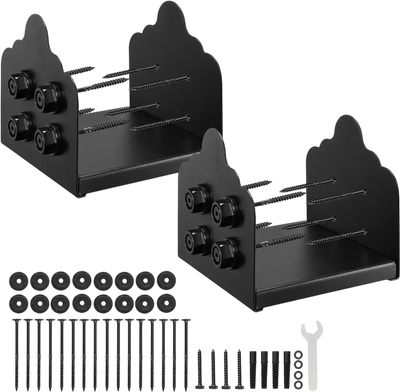 VEVOR 8x8 Post Base 2 Pcs, Inner Size 7.9x7.5 inch / 200x190 mm Post Brackets, Heavy Duty Carbon Steel Decking Posts, Wood Posts Brackets for Pavilion Deck Railing Support Deck Base Plate, Black