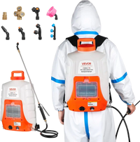 VEVOR Battery Powered Backpack Sprayer, 0-90 PSI Adjustable Pressure, 4 Gallon Tank, Back Pack Sprayer with 8 Nozzles and 2 Wands, 12V 8Ah Battery, Wide Mouth Lid for Weeding, Spraying, Cleaning