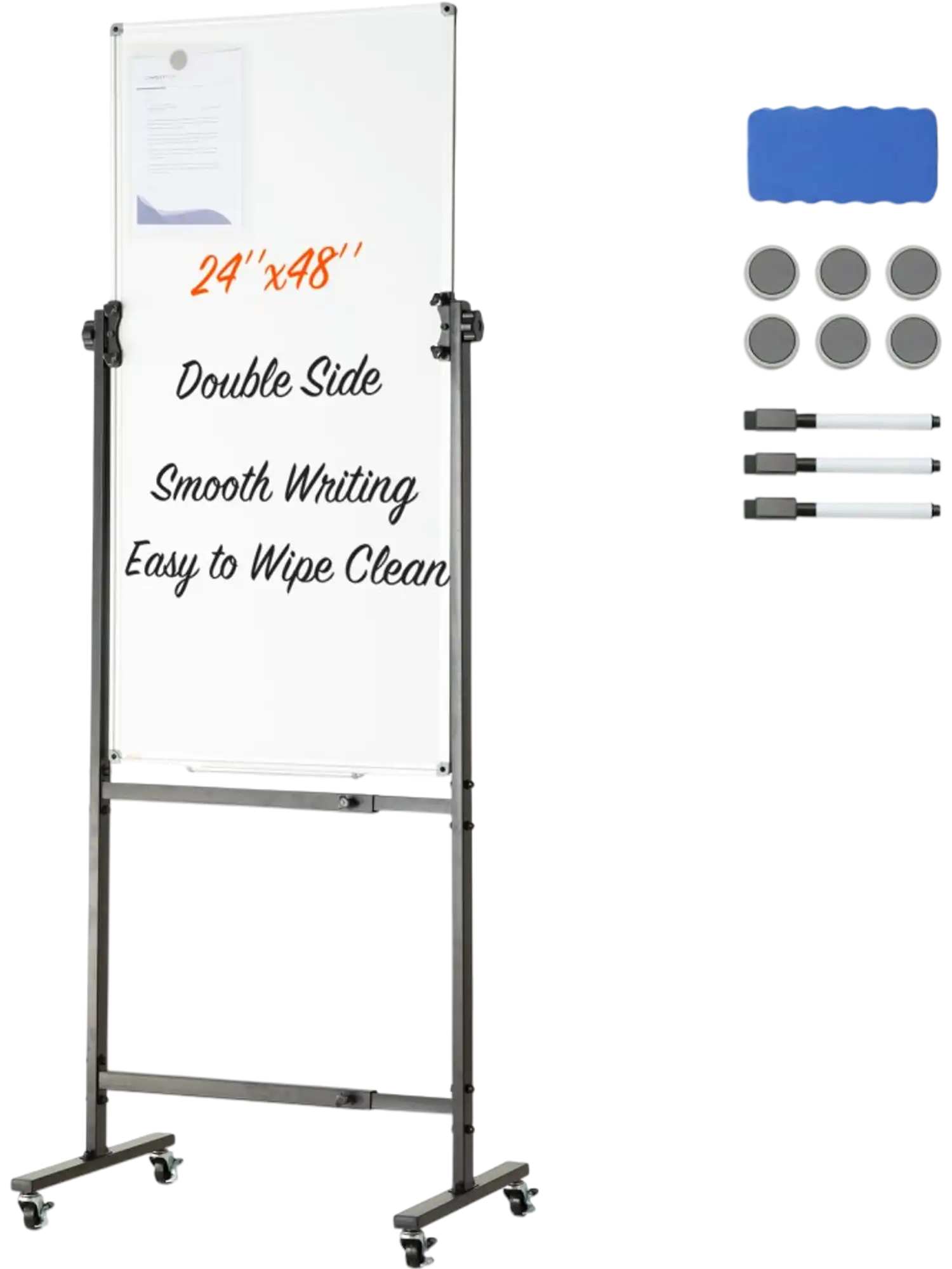 Vevor Whiteboard Rolling Magnetic Double-Sided Mobile Dry Erase Board 24
