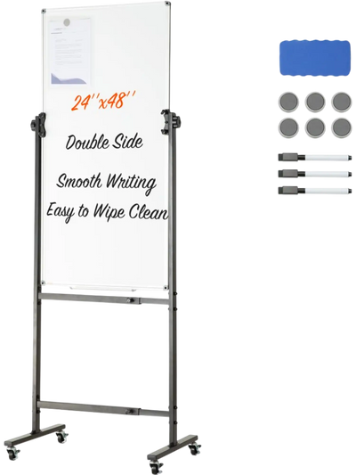 Vevor Whiteboard Rolling Magnetic Double-Sided Mobile Dry Erase Board 24