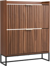 VEVOR Shoe Cabinet with 2 Flip Drawers, Mid-Century Shoes Storage Cabinet with Anti-Tipping Device, Freestanding Fluted Shoe Organizer, Ideal for Entrance, Hallway, Bedroom, Living Room, Walnut