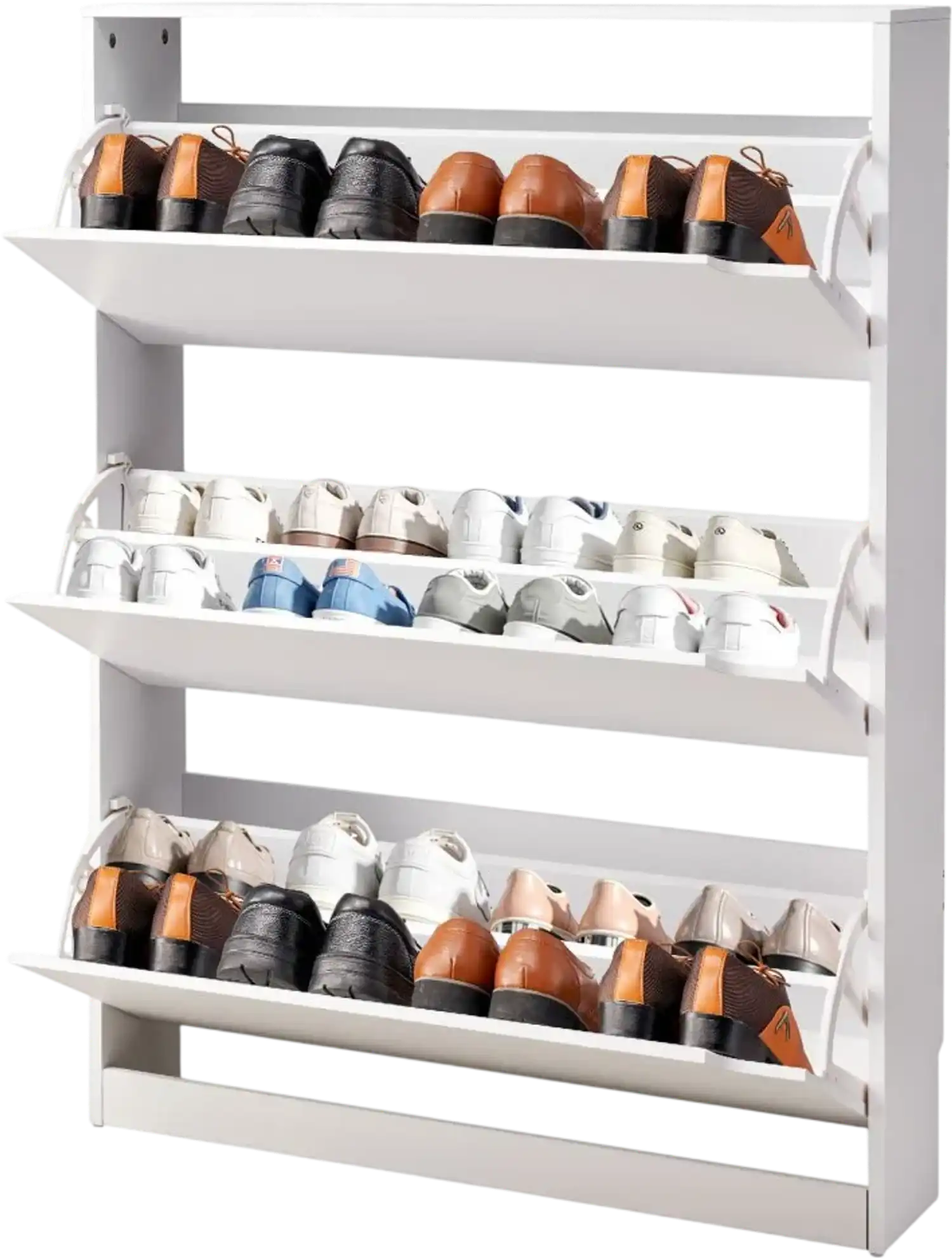 Vevor Shoe Cabinet 3 Flip Drawers White New