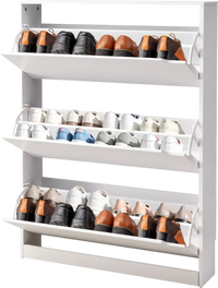 VEVOR Shoe Cabinet with 3 Flip Drawers, Modern Shoes Storage Cabinet with Anti-Tipping Device, Freestanding Shoe Rack Organizer, Ideal for Entryway, Hallway, Bedroom, Living Room, Closet, White
