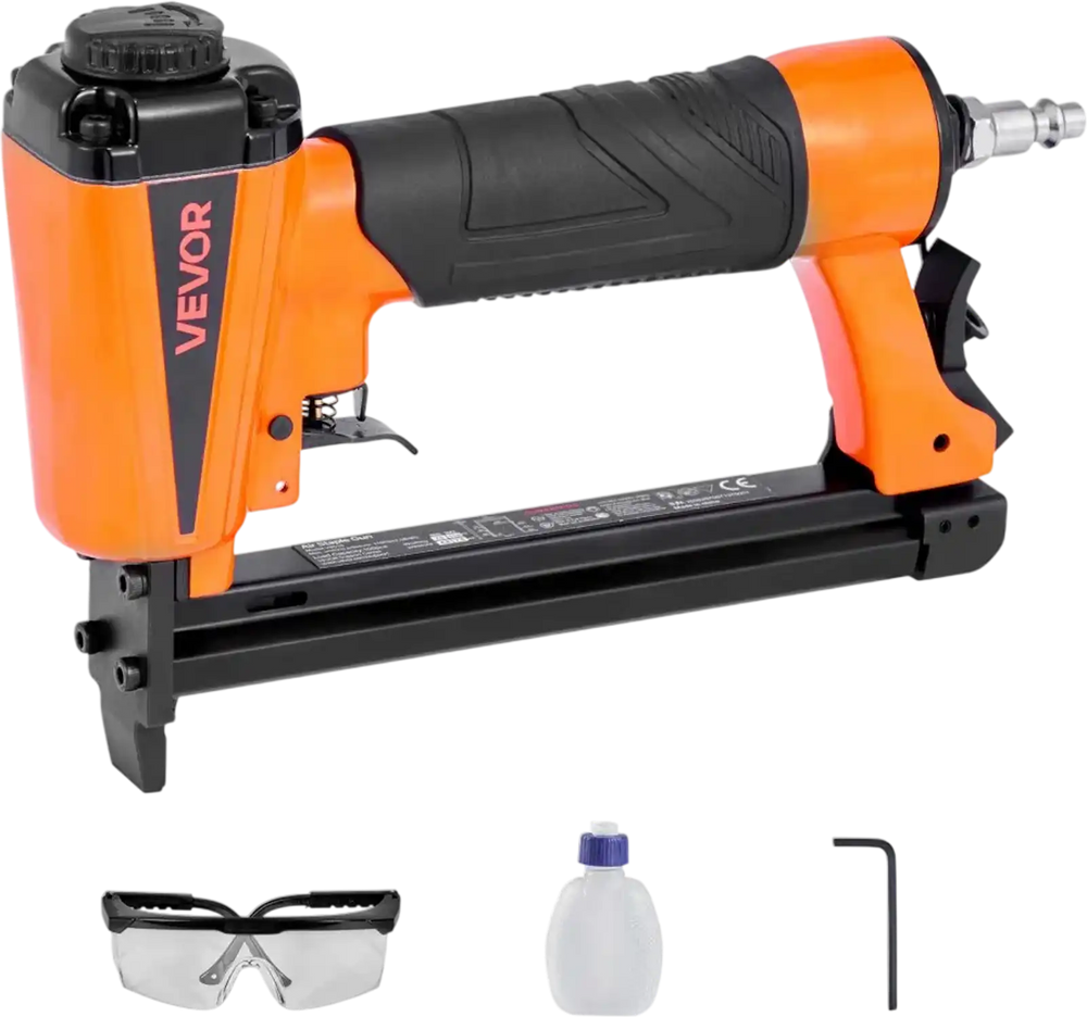 VEVOR Pneumatic Staple Gun, 21 Gauge Pneumatic Upholstery Stapler for 80 Series 1/2-inch Crown 1/4"-5/8" Length Staples, 70-110 PSI Air Staple Gun for Woodworking, Upholstering, Crafts, DIY Projects