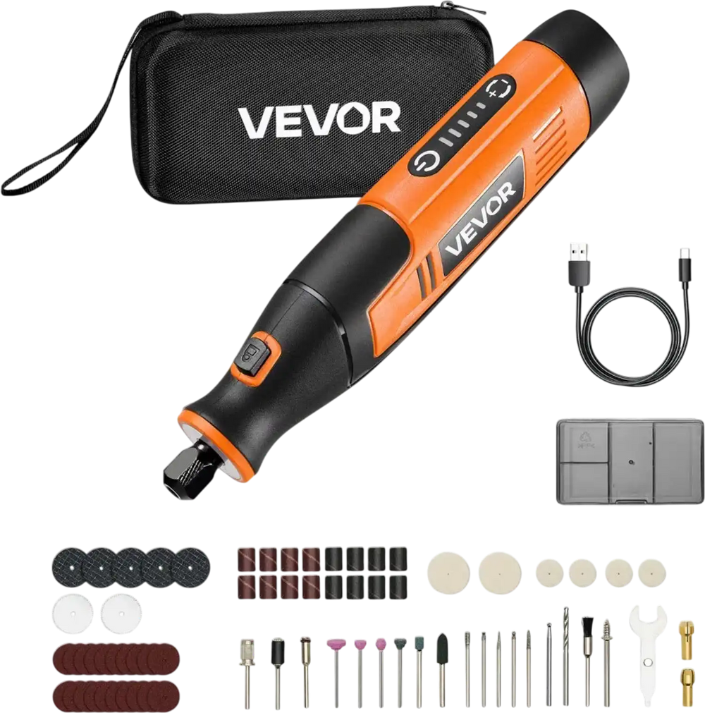 VEVOR 73-Piece Cordless Rotary Tool Kit, DC4V Portable Mini Power Rotary Tool, 5-Level Speed 7000-20000 RPM Multi-Purpose DIY Tools for Engraving, Sanding, Polishing, Carving, Cutting, DIY Crafts