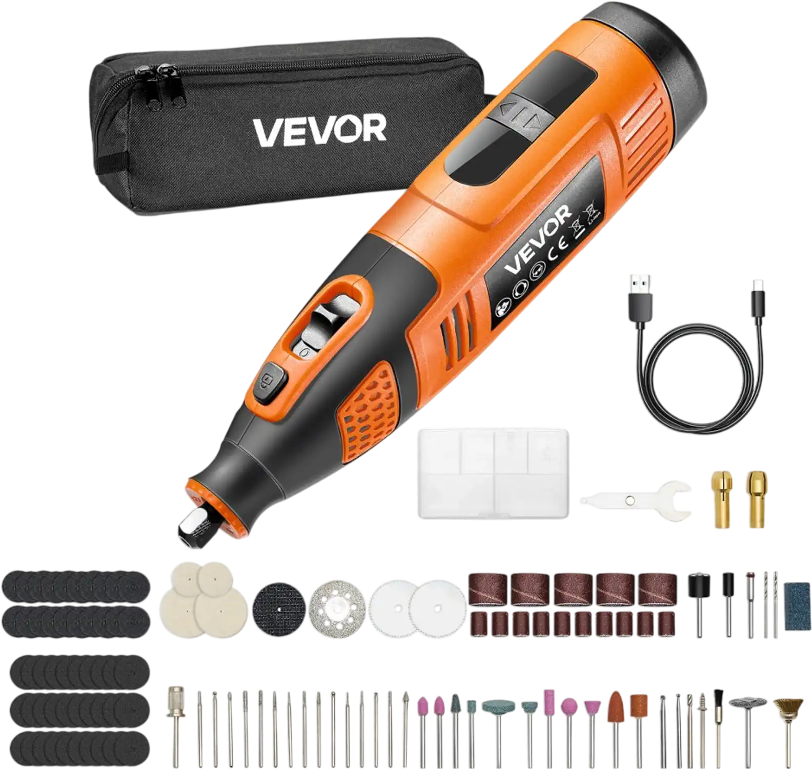 Vevor Rotary Tool Kit 119-Piece Cordless DIY Engraving Sanding Polishing Carving Cutting Set New