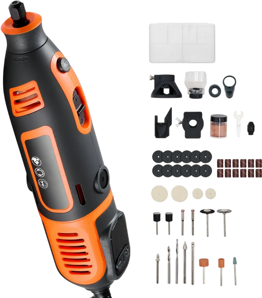 VEVOR 51-Piece Rotary Tool Kit, 200W Mini Power Rotary Tool Corded, 8000-40000RPM Multi-Purpose DIY Tools with Universal Chuck for Engraving, Sanding, Grinding, Polishing, Cutting, DIY Crafts