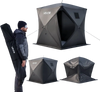 VEVOR Pop Up Ice Fishing Tent 1-2 Person 59 x 59 x 65 in Portable Shelter, for Winter Fishing, 24 sq ft Area, 300D Oxford Fabric Hub-Style Shanty, Ice Cube with Anchors, Ropes, Carrying Bag, Black