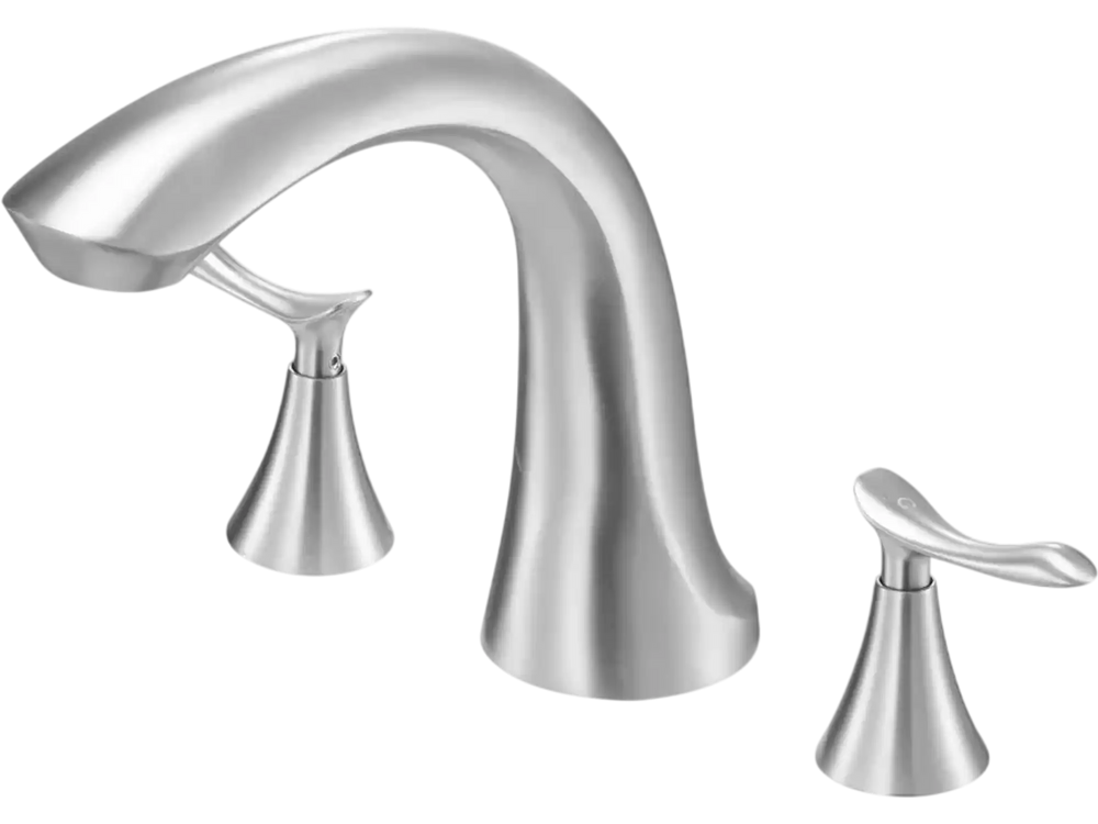 VEVOR Roman Tub Faucet, 3 Hole Waterfall Bathtub Faucet, Gooseneck Bath Tubs Faucets Set with 2 Handles, Deck Mount Bath Tub Faucets Set for Pet Washing, Adult Bathing, Brushed Stainless Steel
