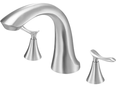 VEVOR Roman Tub Faucet, 3 Hole Waterfall Bathtub Faucet, Gooseneck Bath Tubs Faucets Set with 2 Handles, Deck Mount Bath Tub Faucets Set for Pet Washing, Adult Bathing, Brushed Stainless Steel