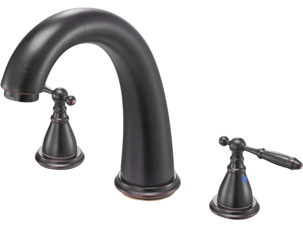VEVOR Roman Tub Faucet, 3 Hole Waterfall Bathtub Faucet, Gooseneck Bath Tubs Faucets Set with 2 Handles, Roman Tub Faucets Deck Mount for Pet Washing, Adult Bathing, Bronze, Temperature Control